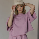 Palm Springs - Sweat Top Raw Edge Mauve