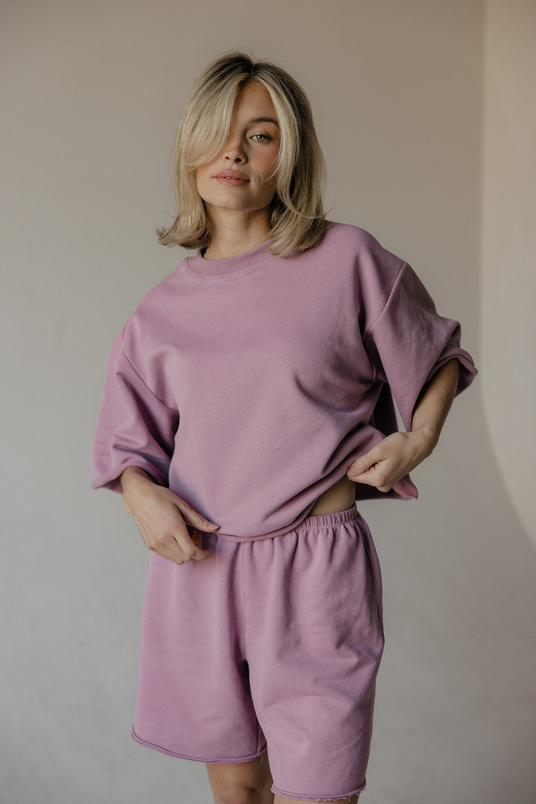 Palm Springs - Sweat Top Raw Edge Mauve